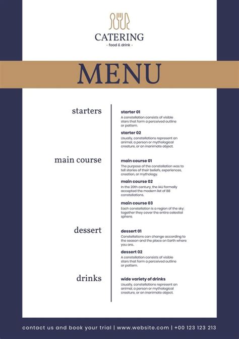 Free Printable And Customizable Catering Menu Templates Off