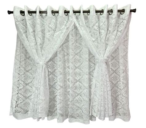 Eyelet Kitchen Curtain White Shiny Lace - Voil Centre