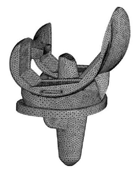 Computational models of mobile bearing type knee prosthesis. (a) CAD ...