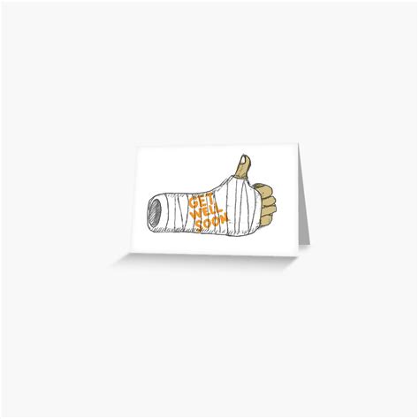 Get Well Soon Broken Arm Thumbs Up Greeting Card By Sixsixninenine