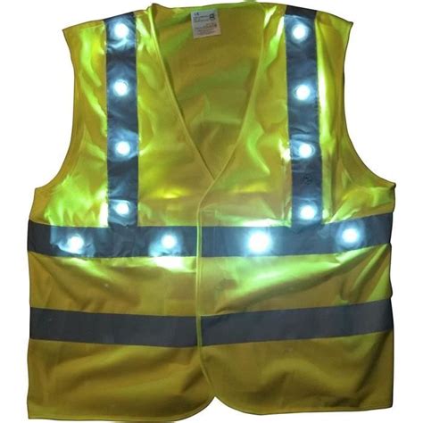 Gilet Jaune Pro De S Curit Fluo Leds Blanches Deluxe Vendeur Et