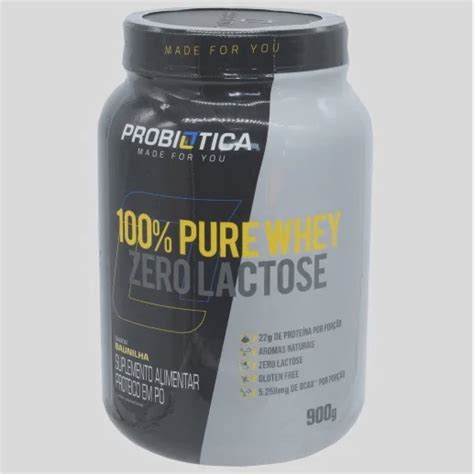 100 Pure Whey Zero Lactose Probiotica 900gr Sabor Baunilha Submarino