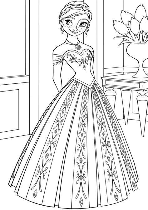 Dibujo Para Colorear De Anna Con Vestido De Frozen