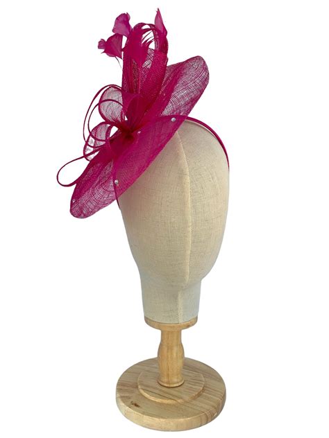 Hot Pink Sinamay Bow And Diamante Fascinator