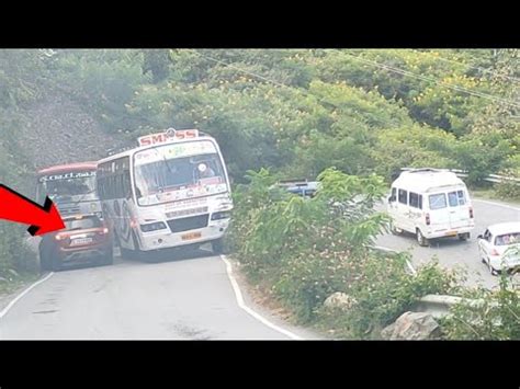 MM Hills Temple Bus And Ksrtc Bus Turning On Big Hairpinbend Road MM