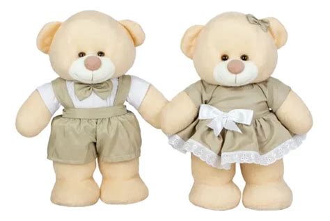 Pelúcia Urso Chá Revelação 20cm Kit 2 Peças Nude Parcelamento sem