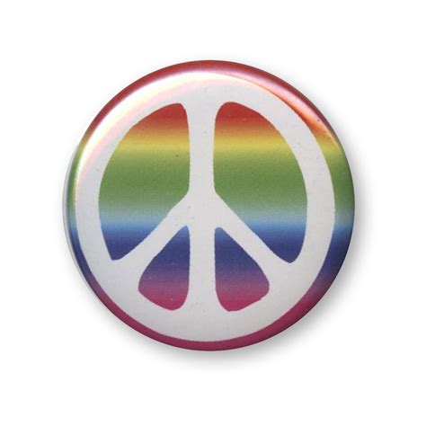 White On Rainbow Peace Symbol Button