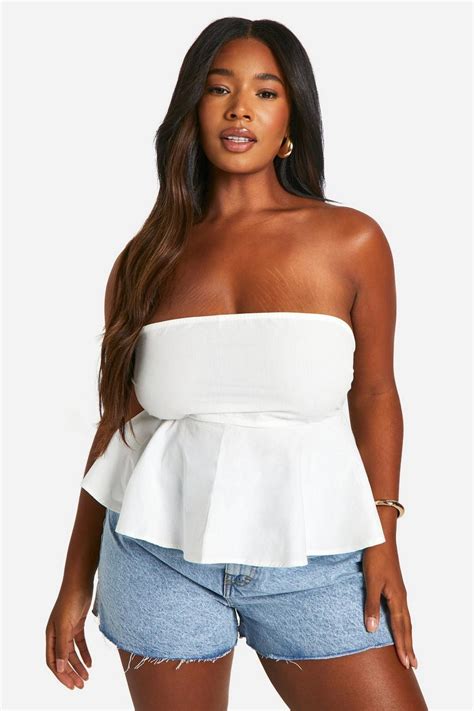 Plus Cotton Poplin Bow Tie Back Smock Top Boohoo Uk