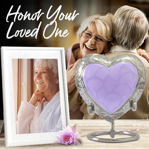 Small Heart Urn For Human Ashes Lavender Heart Cremation For Women