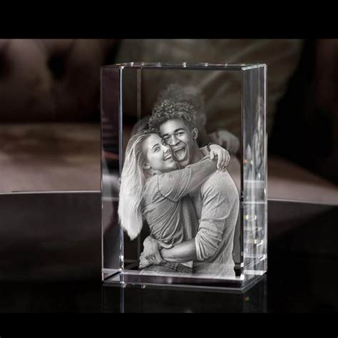 D Laser Engraved Custom Etched Glass Photo Cube Couples Etsy