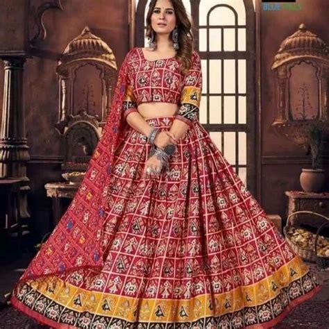 Wedding Wear Red Base Taffeta Silk Rajasthani Lehenga Choli At Rs 460