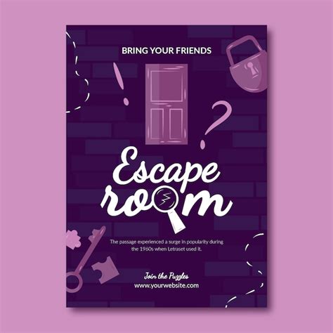 Free Vector Hand Drawn Escape Room Invitation Template