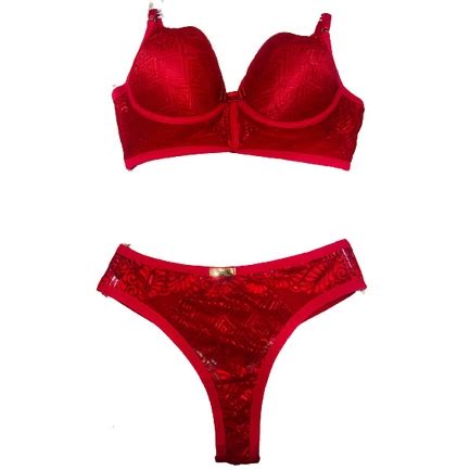 Conjunto Lingerie Luxo Calcinha e Sutiã Bojo Casquinha Calcinha Fio