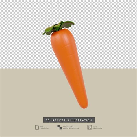 Ilustração 3d de cenoura vegetal isolada PSD Premium