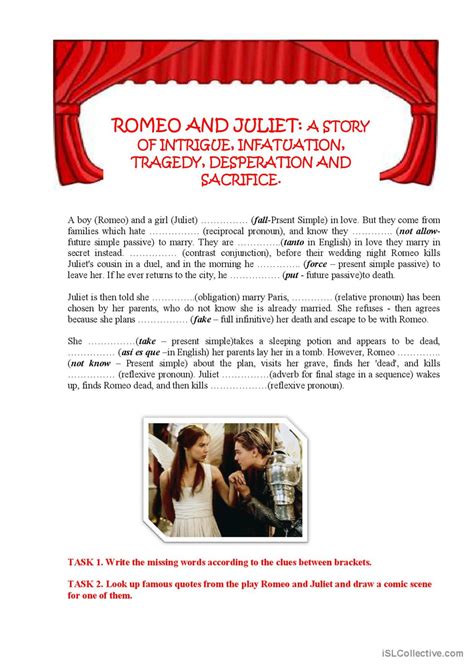 Romeo And Juliet English Esl Worksheets Pdf Doc