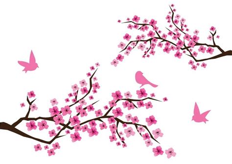 Рисунок Веток Сакуры | Cherry blossom branch, Cherry blossom art ...