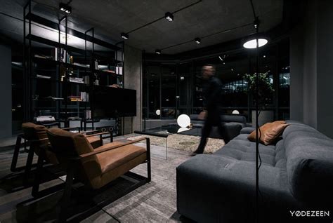 Trendy Dark Bachelor Apartment By Yodezeen Interiorzine