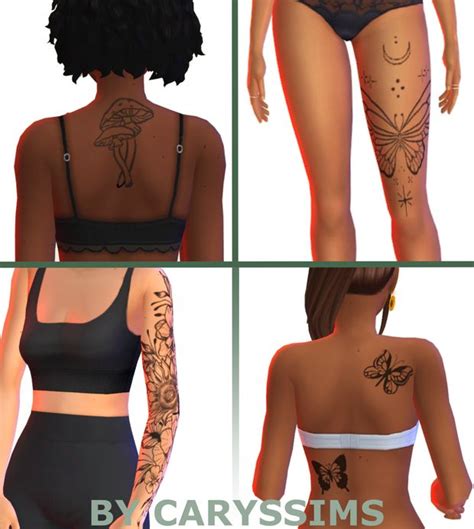 Nature Tattoo Set Caryssims Sims Tattoos Sims Clothing Sims Mods