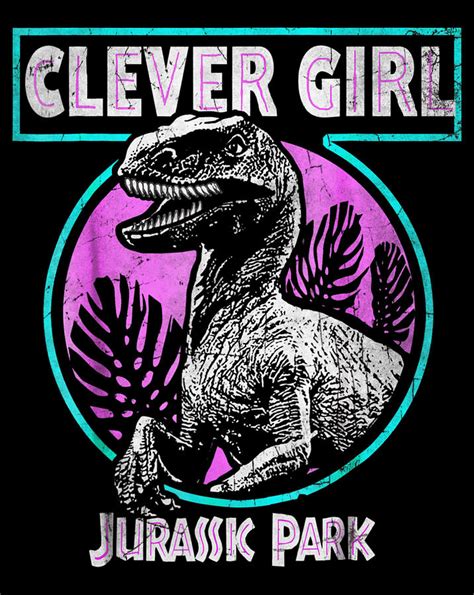 Jurassic Park Distressed Teal Raptor Clever Girl Png Digital Art By