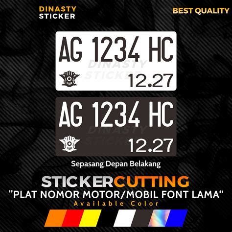 Jual Sticker Stiker Cutting Plat Nomor Motor Mobil Font Lama Sepasang