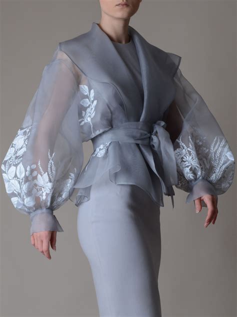 Grey Organza Jacket Hand Painted Silk Blouse Limited Edition Sold