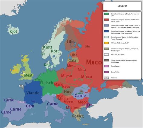 How To Say Meat Across Europe Map Language Map Language