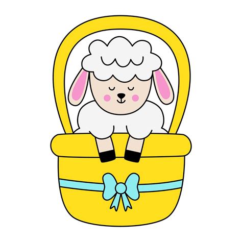 Vector Image Of Cute Easter Lamb In Basket Vector Art At Vecteezy