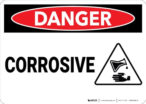 Danger: Corrosive Sign With Icon - Wall Sign | Creative Safety Supply