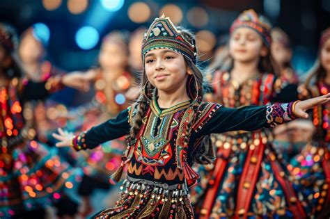 Premium Photo | Group of Children in Vibrant Folk Costumes Performing ...