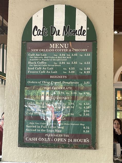 Menu At Cafe Du Monde New Orleans 800 Decatur St