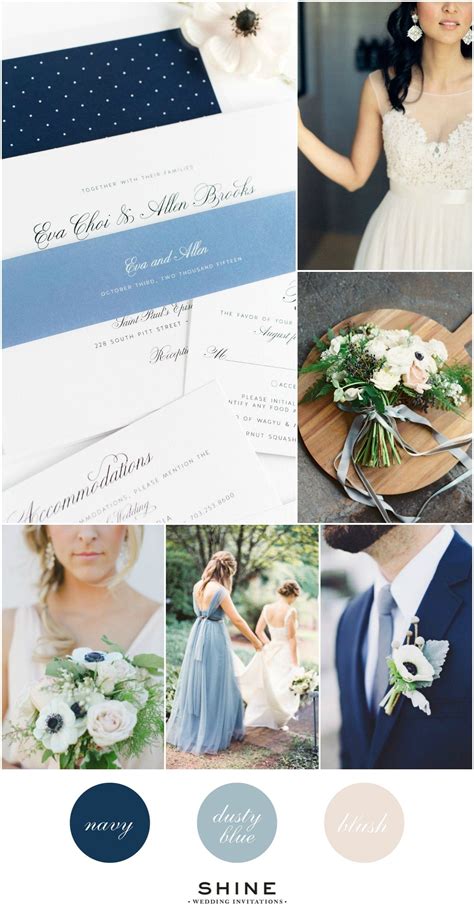 Navy Dusty Blue Wedding Inspiration Shine Wedding Invitations