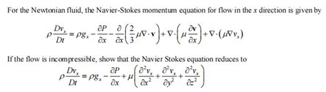 Solved For The Newtonian Fluid The Navier Stokes Momentum Chegg