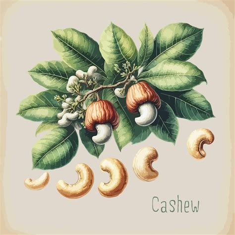 Premium Vector Watercolor Cashew Vintage Retro Poster Design Vector