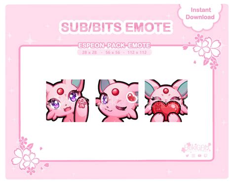 Espeon Pack Emotes Pokemon For Twitch Discord Streamer Etsy