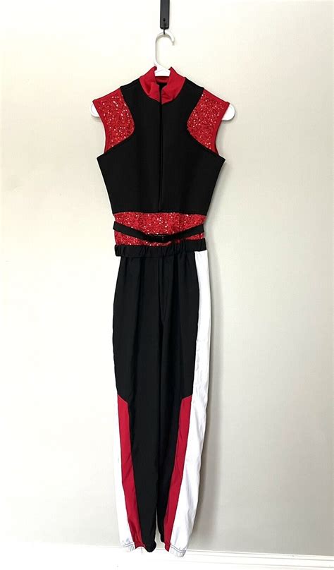 Weissman One Piece Black Red Sequin Dance Hip Hop C Gem