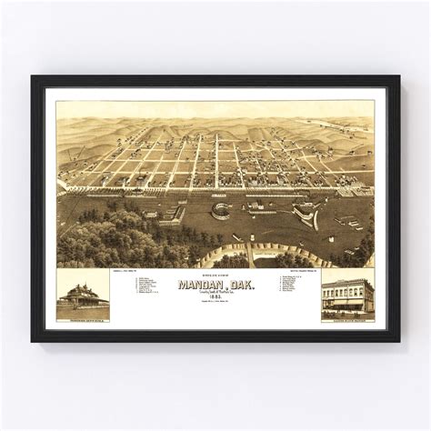 Vintage Map of Mandan, North Dakota 1883 by Ted's Vintage Art