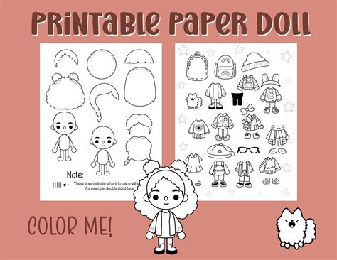 Printable Toca Boca Paper Doll Green Style Dress Up Doll Off