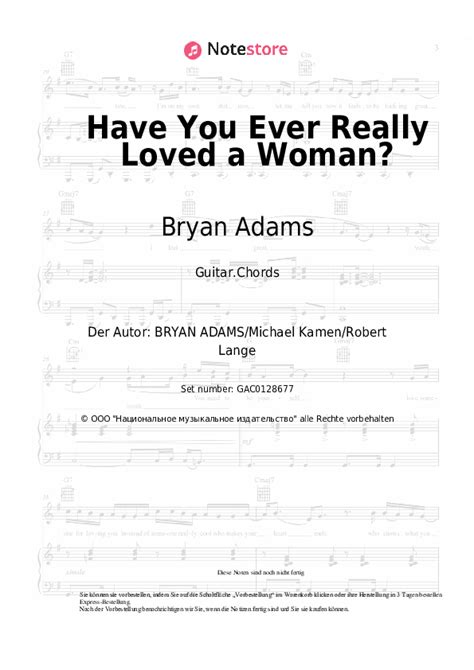 Have You Ever Really Loved A Woman Bryan Adams Chords Akkorde Gitarre Note Storede