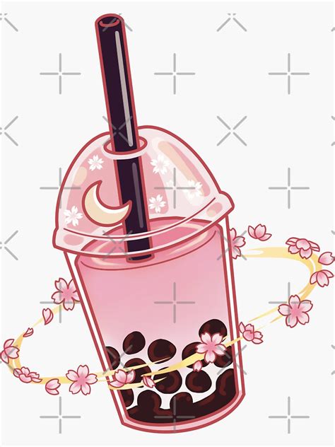 Sakura Cherry Blossom Boba Milk Tea Sticker For Sale By Dailybobafeed