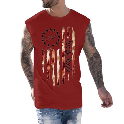 Tiqkatyck Mens Shirts Clearance Items Male Independence Day Spring