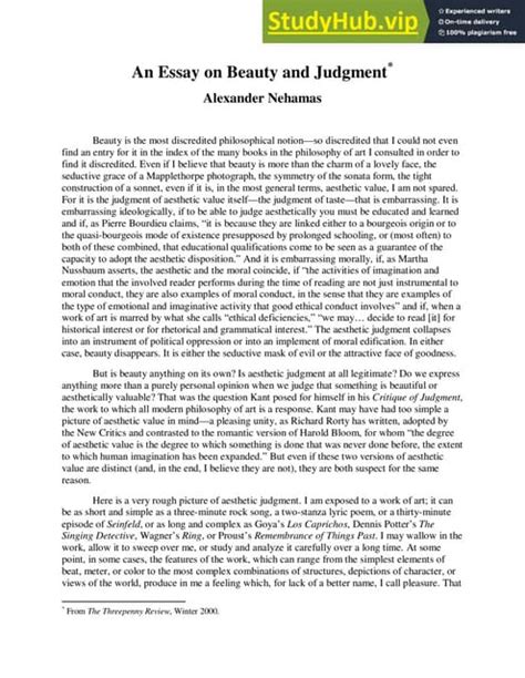 An Essay On Beauty And Judgment Pdf