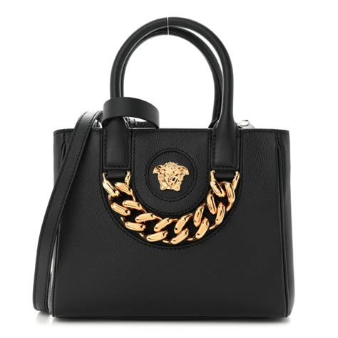 Versace Grained Calfskin Small La Medusa Tote Bag Black 1294731