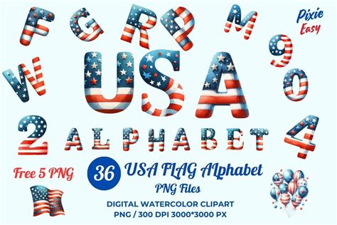 Usa Alphabet Independence Day Usa Flag Graphic By Pixie Easy