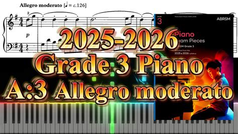 Abrsm Piano Grade A Allegro Moderato Sonatina In G Op