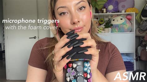 Asmr Mic Triggers 🖤 ~foam Cover Scratching Tapping Pumping Swirling