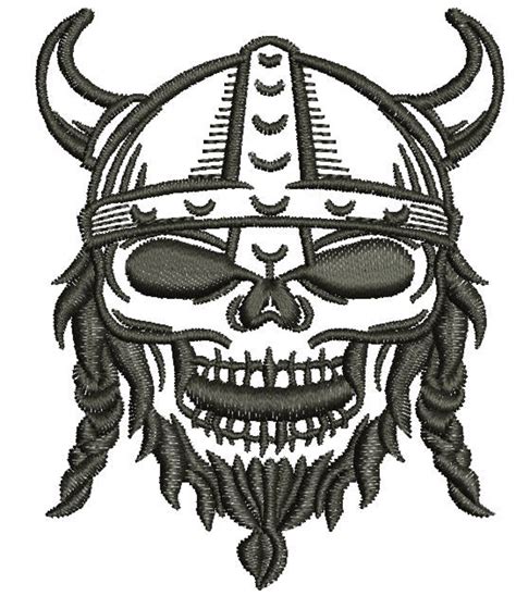 Viking Skull Machine Embroidery Design Instantly Download Etsy