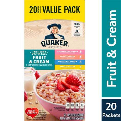 Quaker Instant Oatmeal Fruit And Cream Variety Pack 1 1 Oz 20 Count Itfresh