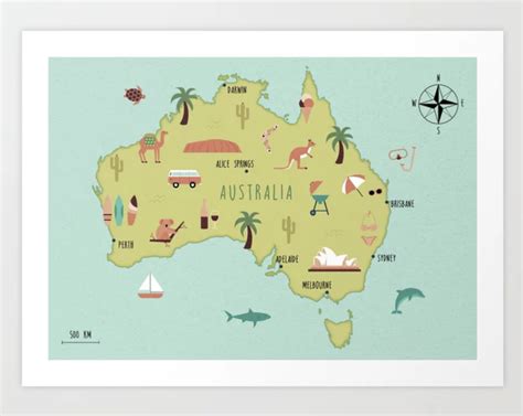 Illustrated map of Australia in 2023 | Australia art print, Illustrated ...