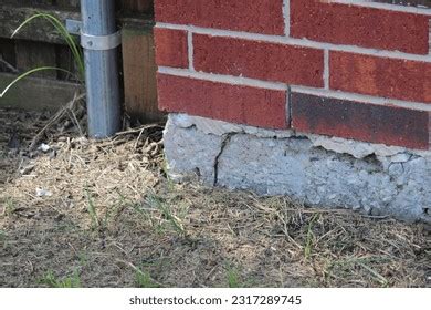 Crack Near Corner Foundation Foundation Issues Stock Photo