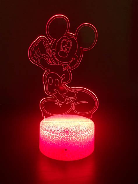 Mickey Mouse Ilusión 3d Led Lámpara Nocturna Lámpara De Etsy